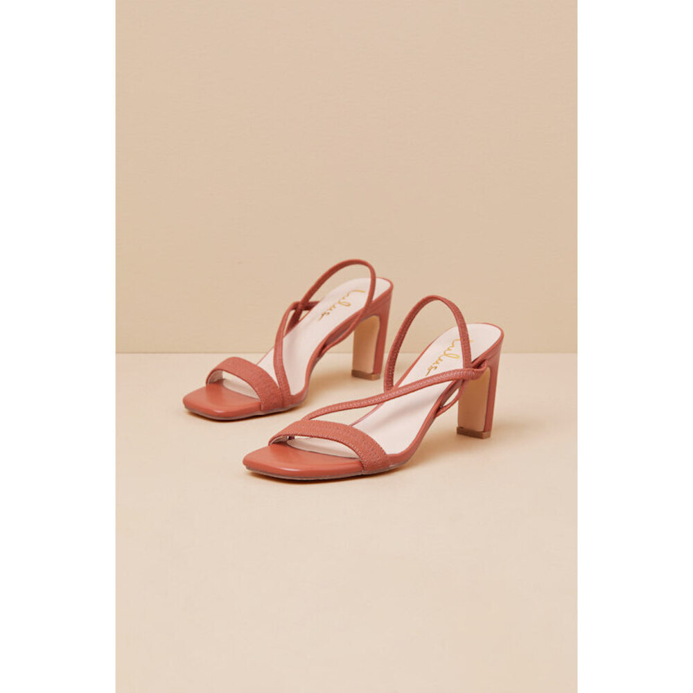 Lulus Capucine Terracotta Strappy Slingback High Heel Sandals Brown - Size 7